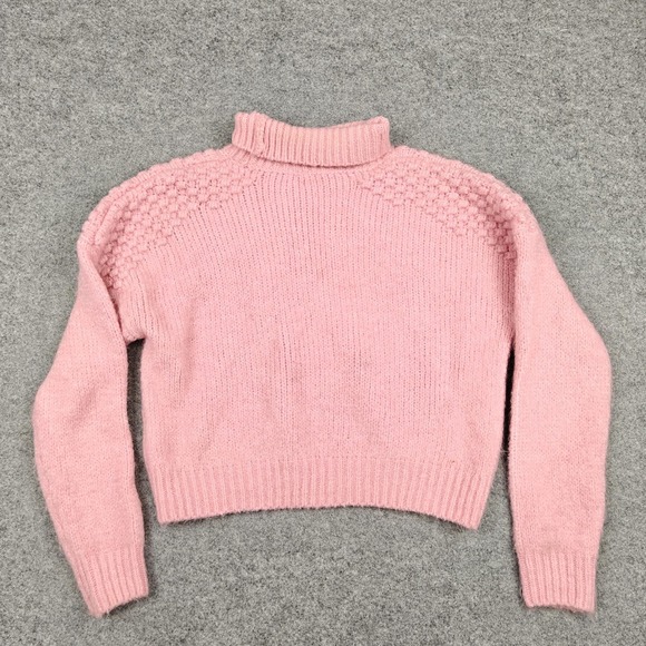Free People Sweater Womens XS Pink Popcorn Knit Turtleneck Chunky Pullover - Picture 5 of 8